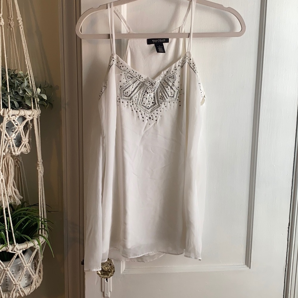 White house Black Market White Studded Blouse